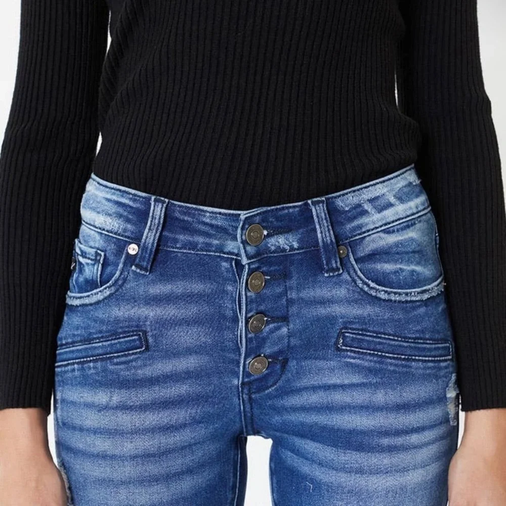 KanCan Motto High-Rise Button Down Fly Distressed Skinny Jeans Women’s Sizes NWT - Picture 6 of 16